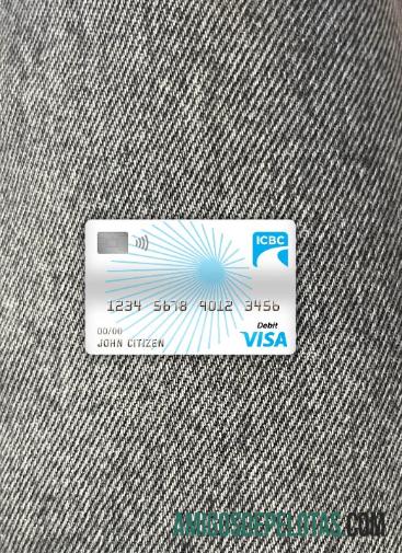 Cartão de débito Visa do banco industrial e comercial da China Photolook Front amostra